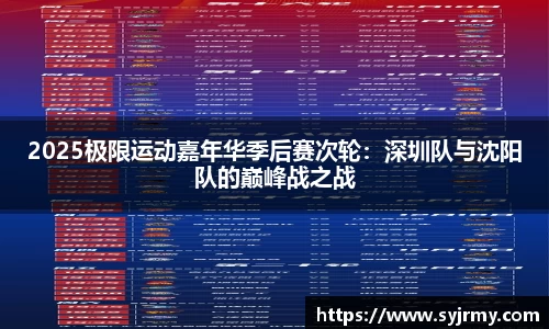 2025极限运动嘉年华季后赛次轮：深圳队与沈阳队的巅峰战之战